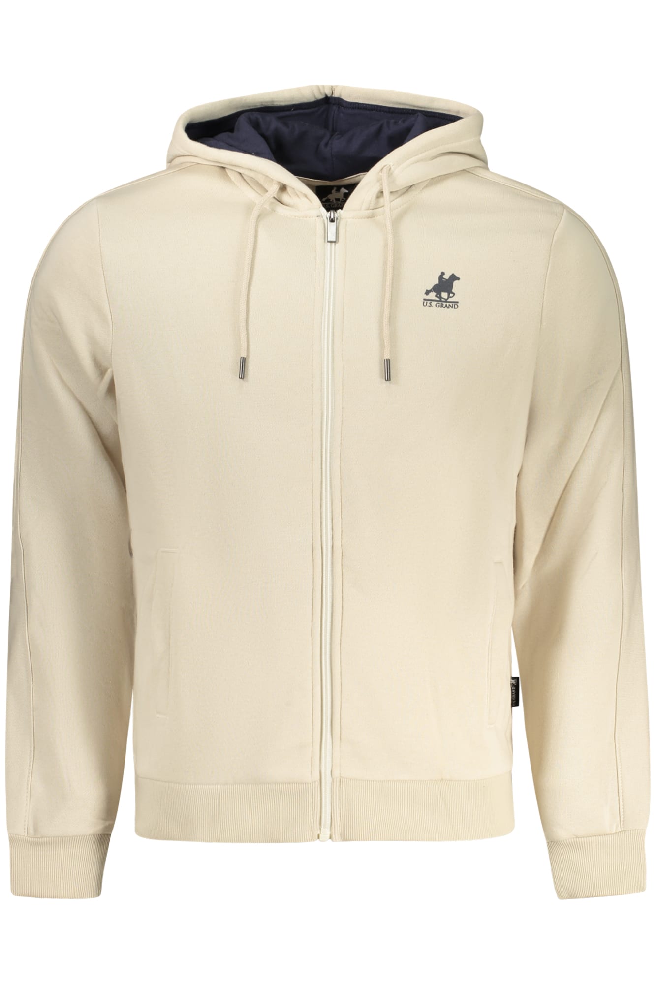 usgrandfelpaconzipuomobeige_1 US GRAND MEN'S BEIGE ZIP-UP SWEATSHIRT - Image 1