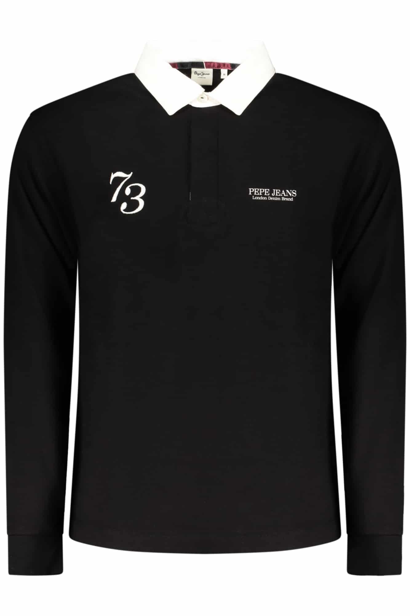 pepejeanspolomanichelungheuomonero_1 PEPE JEANS MEN'S LONG-SLEEVED POLO SHIRT, BLACK - Image 1