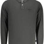 PEPE JEANS MEN'S LONG-SLEEVED POLO SHIRT, BLACK