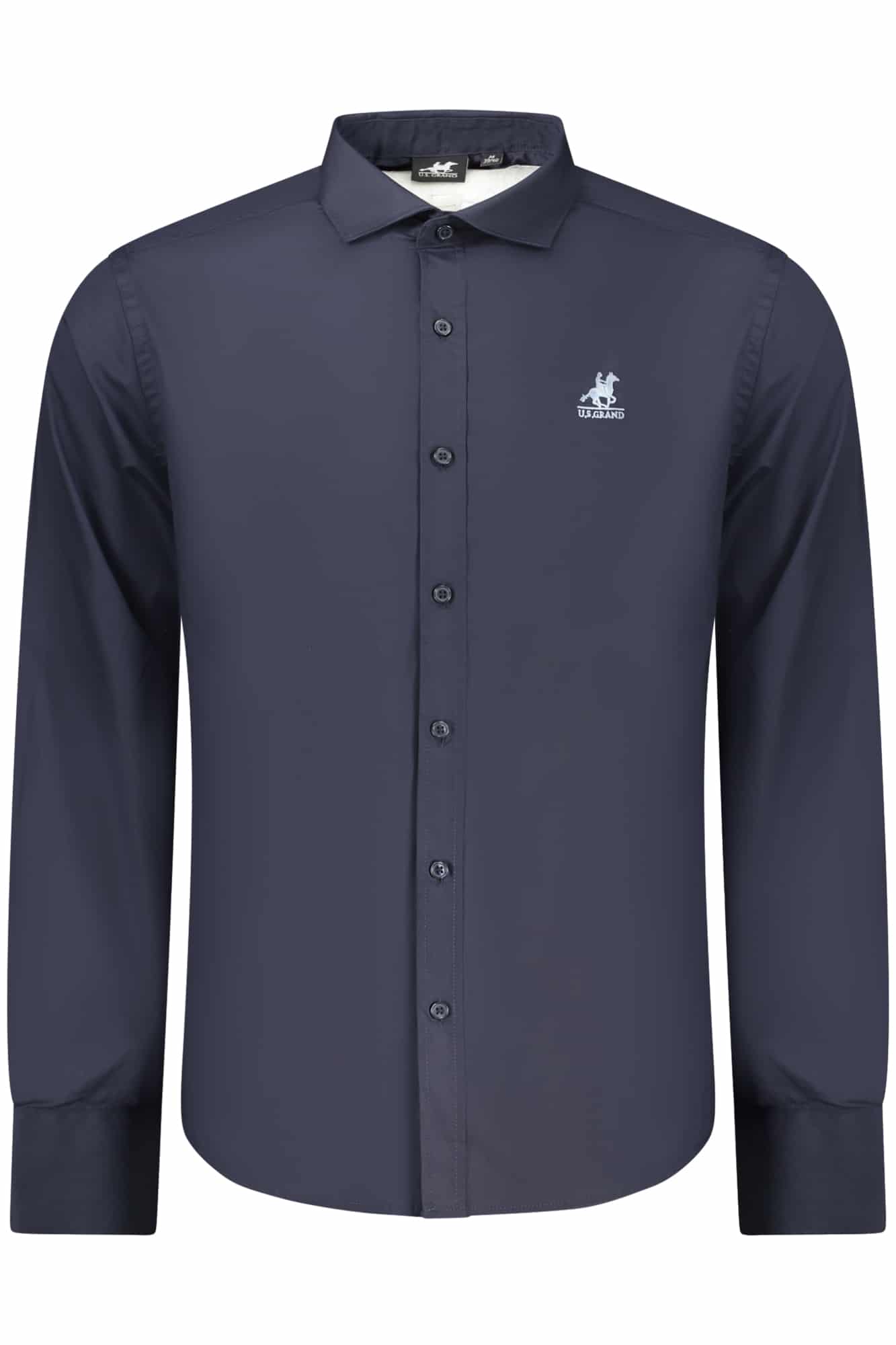 usgrandcamiciamanichelungheuomoblu_1 US GRAND MEN'S BLUE LONG-SLEEVED SHIRT - Image 1