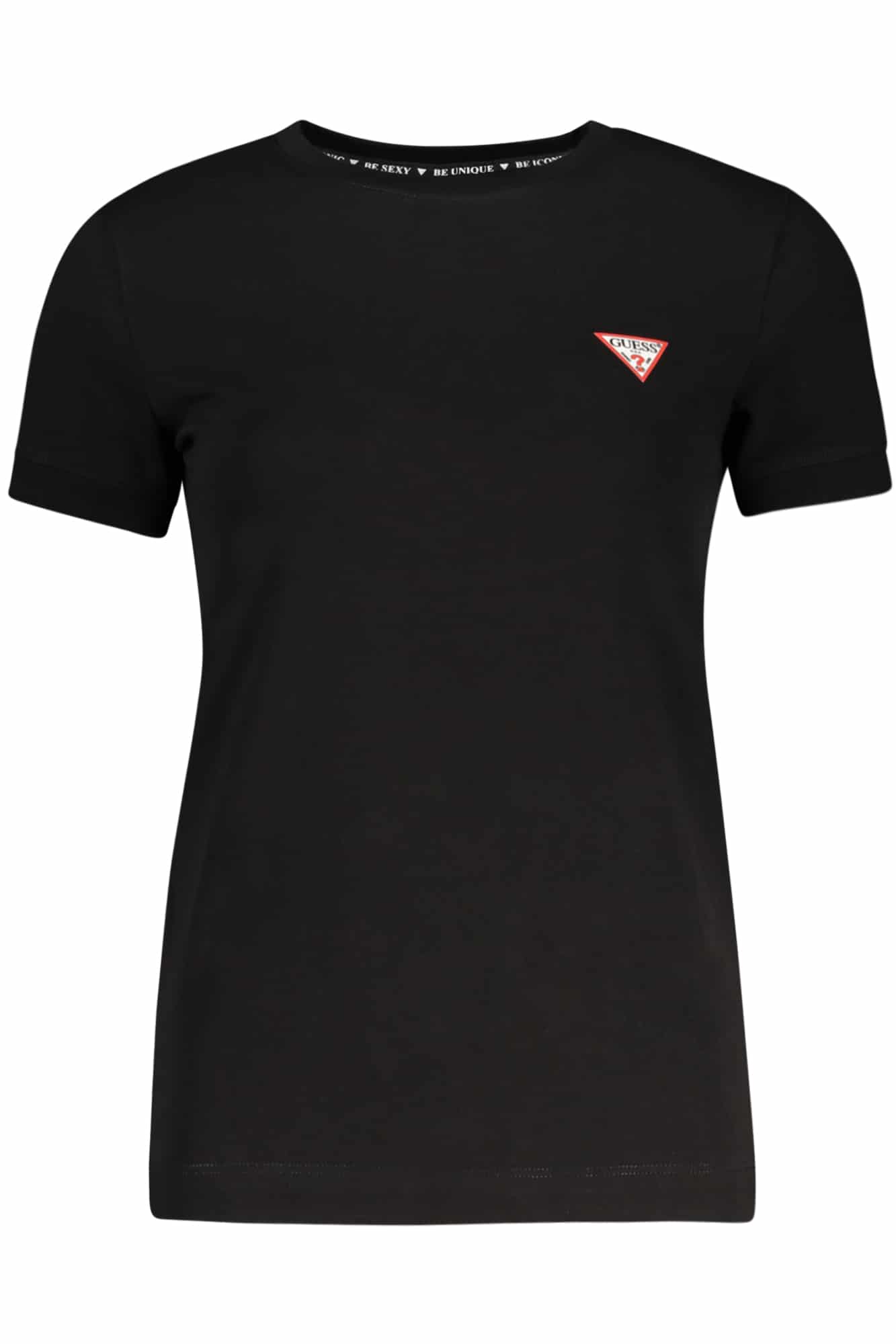 guessjeanst-shirtmanichecortedonnanero_1 GUESS JEANS SHORT SLEEVE T-SHIRT WOMEN BLACK - Image 1