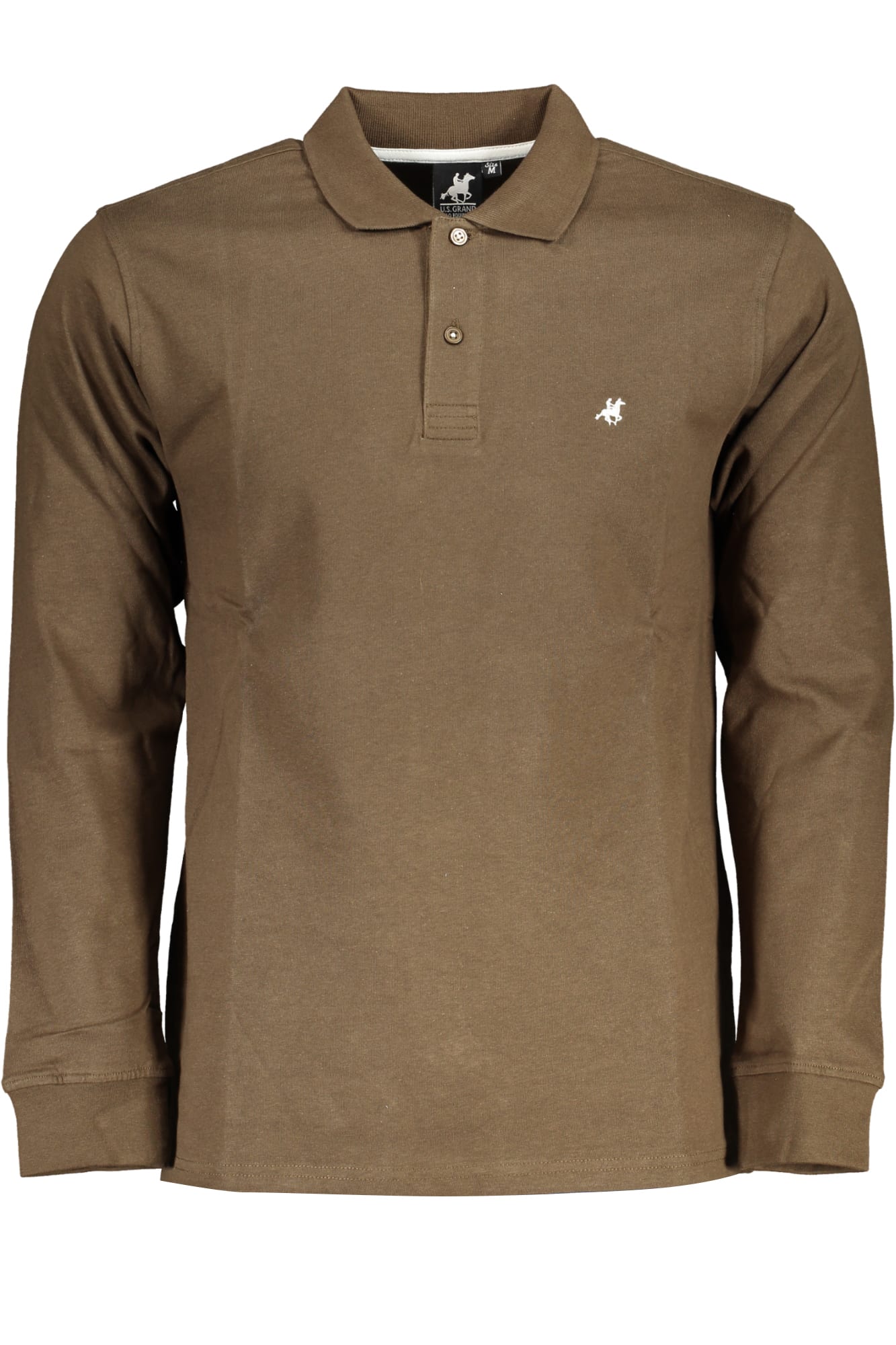 usgrandpolopolomanichelungheuomomarrone_1 US GRAND MEN'S LONG-SLEEVE POLO SHIRT BROWN - Image 1