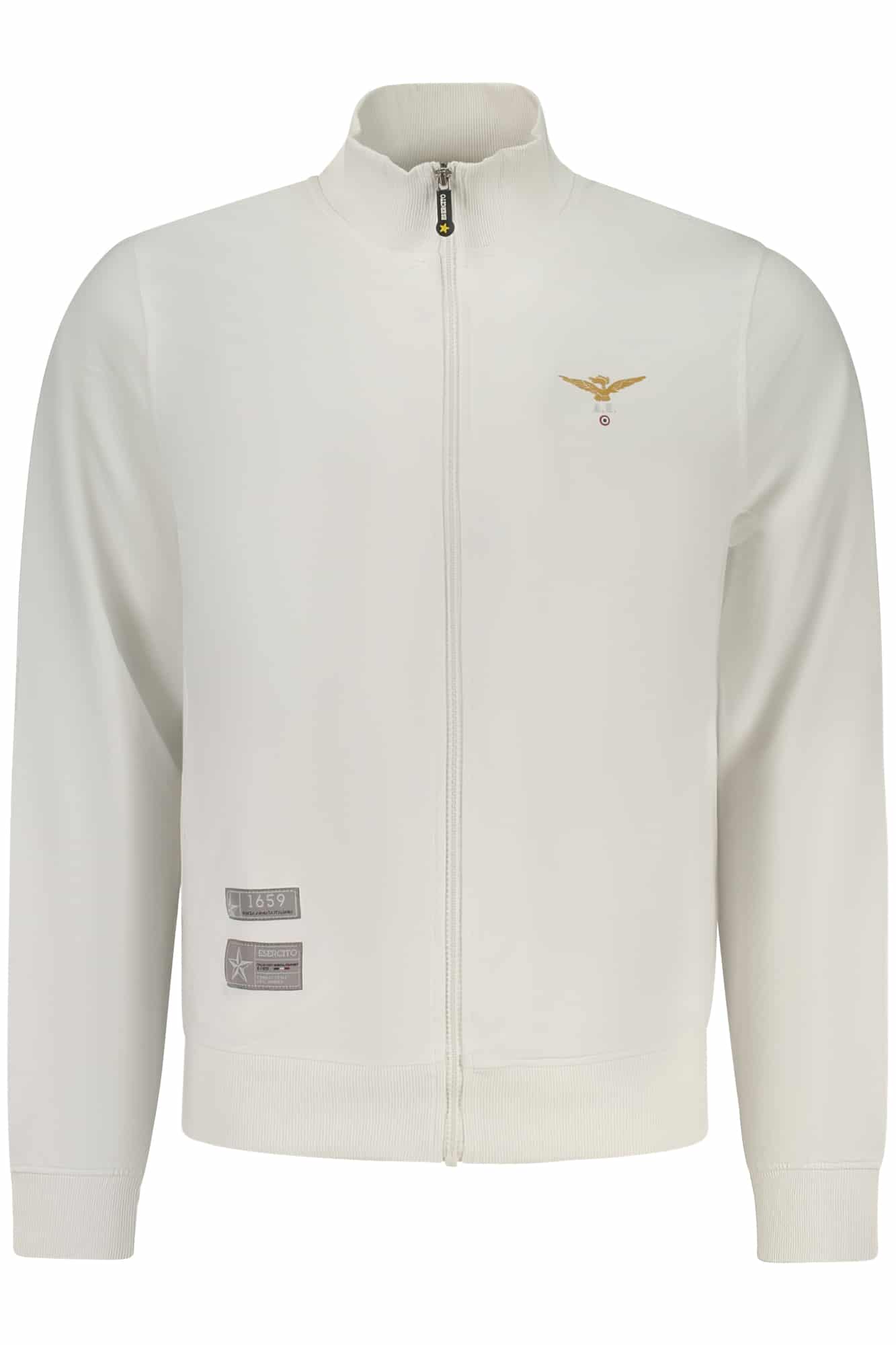accademiamilitarefelpaconzipuomobianco_1 MILITARY ACADEMY MEN'S WHITE ZIP-UP SWEATSHIRT - Image 1