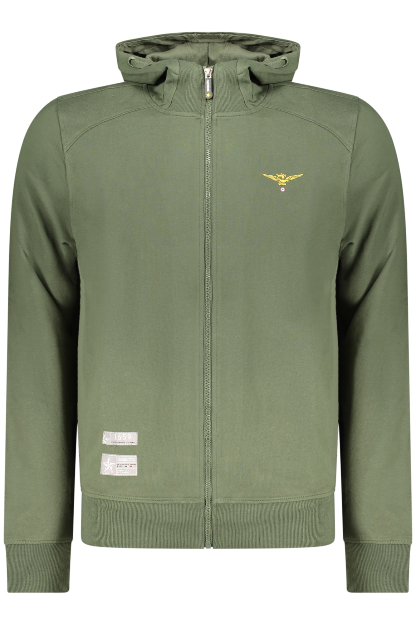 accademiamilitarefelpaconzipuomoverde_1 MILITARY ACADEMY MEN'S GREEN ZIP-UP SWEATSHIRT - Image 1