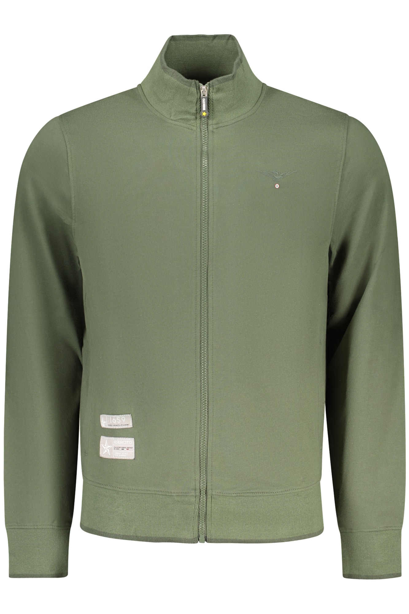 accademiamilitarefelpaconzipuomoverde_1 MILITARY ACADEMY MEN'S GREEN ZIP-UP SWEATSHIRT - Image 1