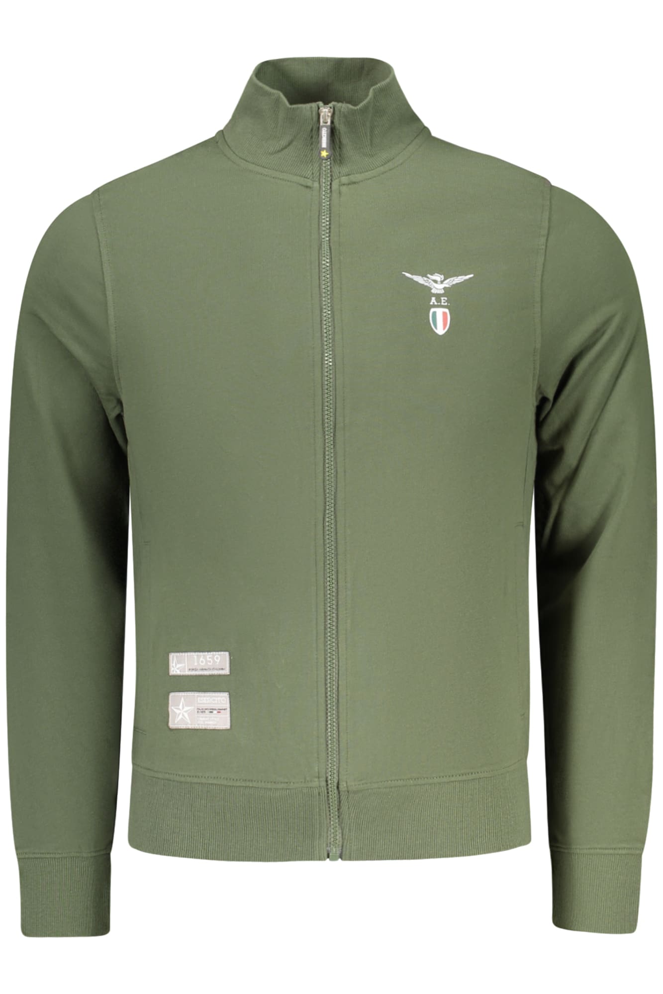 accademiamilitarefelpaconzipuomoverde_1 MILITARY ACADEMY MEN'S GREEN ZIP-UP SWEATSHIRT - Image 1