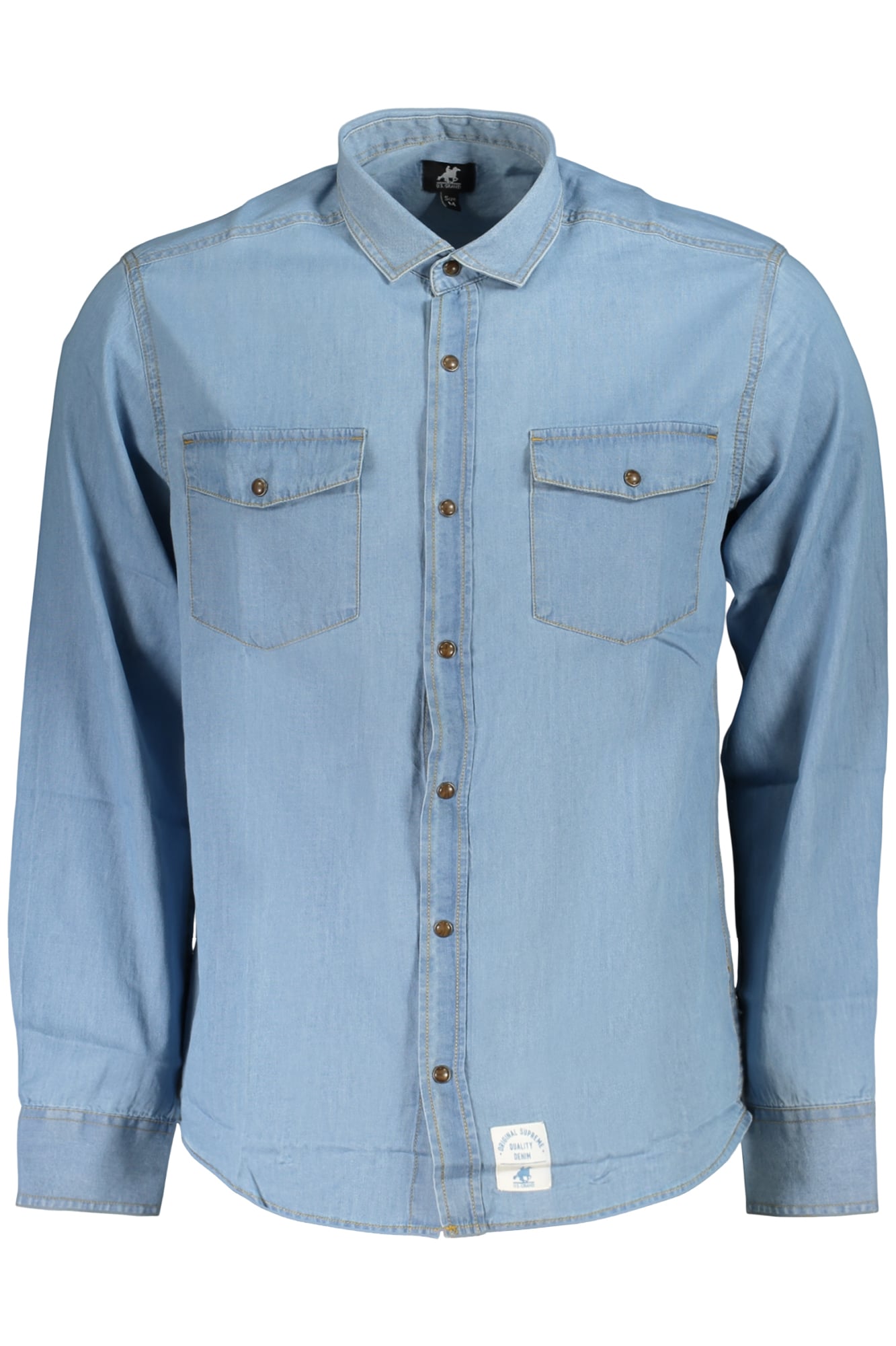 usgrandcamiciamanichelungheuomoazzurro_1 US GRAND MEN'S LONG-SLEEVED SHIRT, BLUE - Image 1