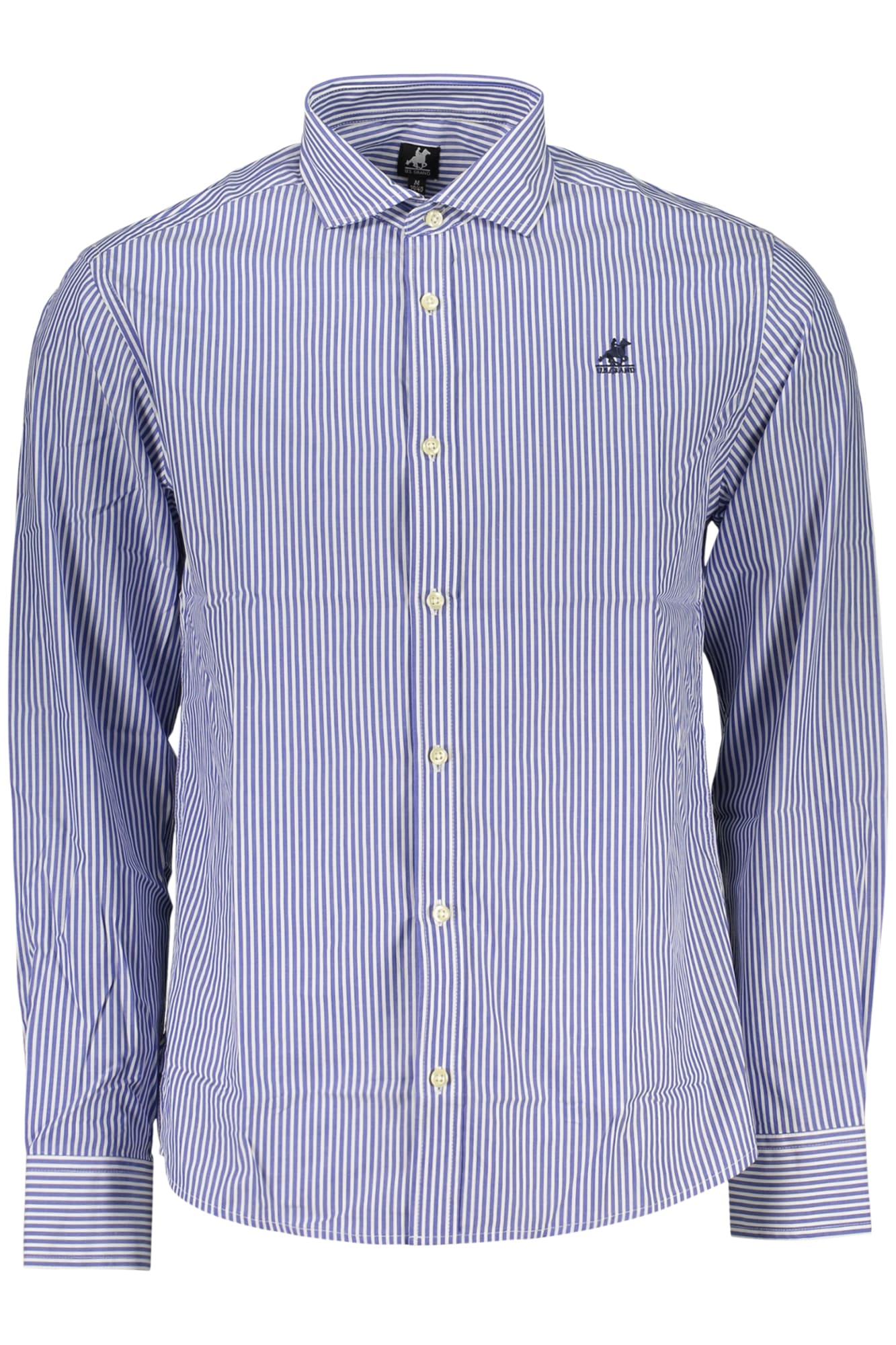 usgrandcamiciamanichelungheuomoblu_1 US GRAND MEN'S BLUE LONG-SLEEVED SHIRT - Image 1
